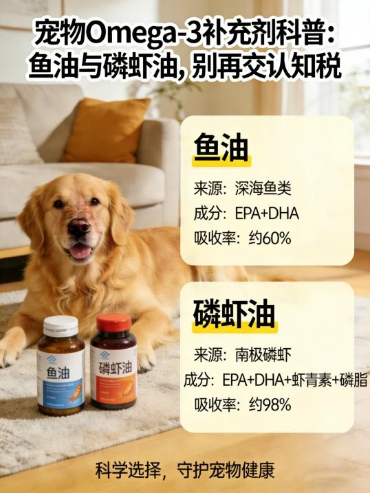 宠物 Omega-3 补充剂科普：鱼油与磷虾油，别再交认知税
