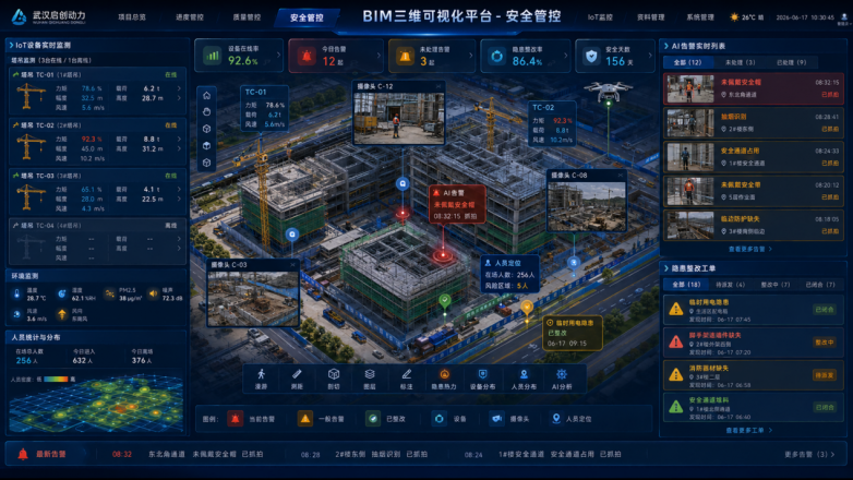 ​武汉启创动力BIM三维可视化平台如何管控施工进度、质量与安全