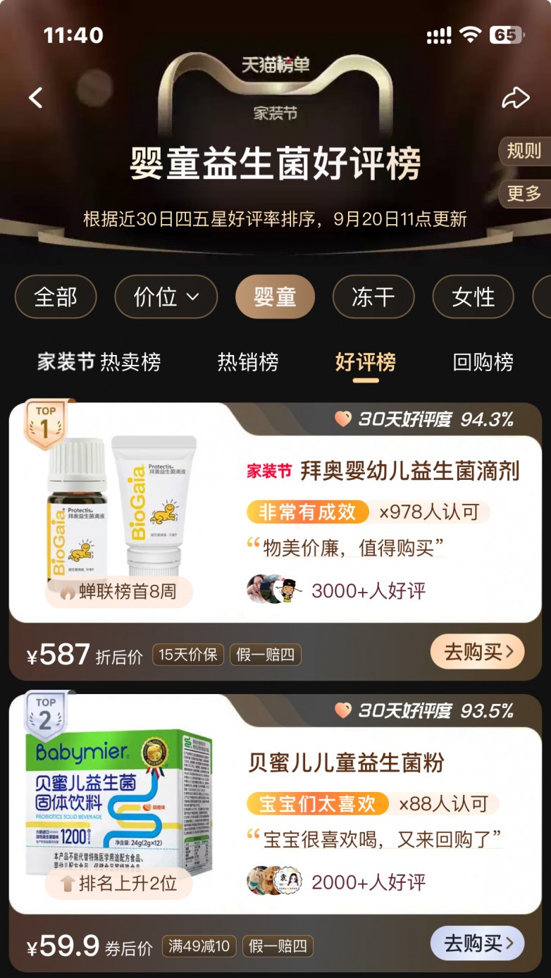 天猫婴童益生菌好评榜TOP2.jpg
