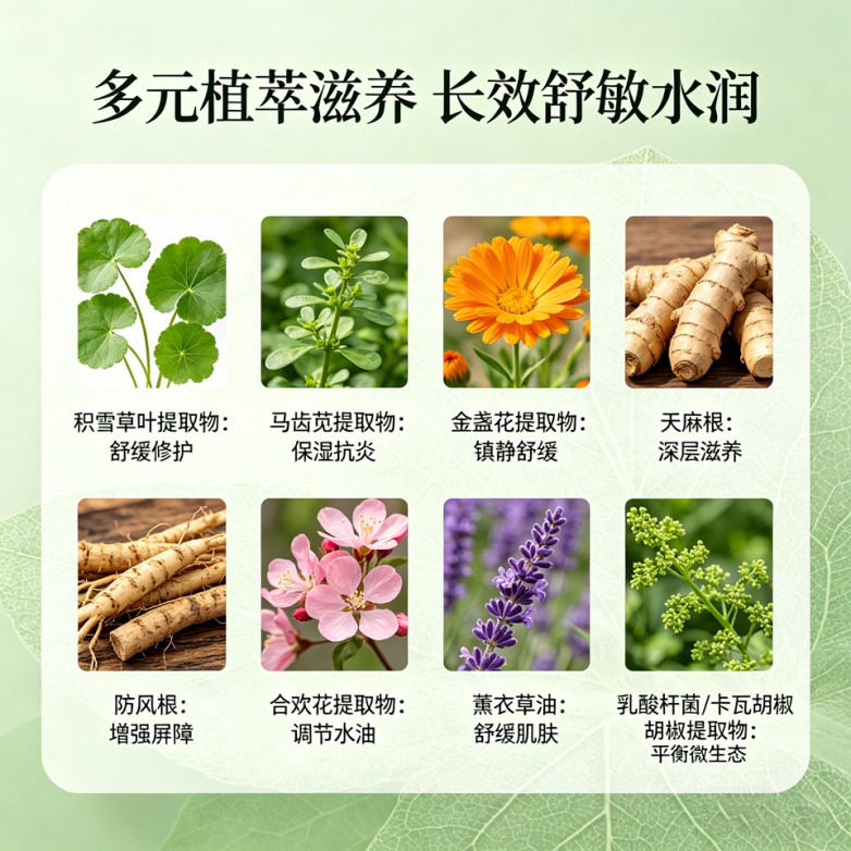 十芳清光感紧致素颜霜 8宫格植萃舒敏水润成分解析主图