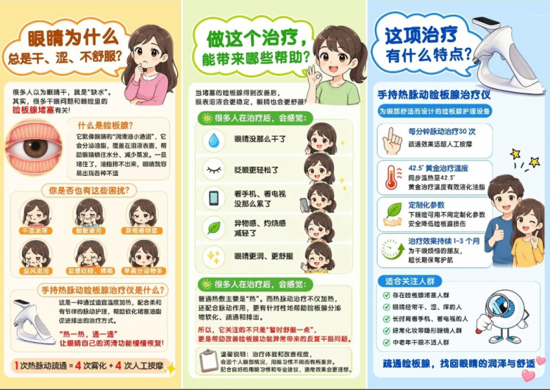 干眼诊疗再升级！九江爱尔引进手持热脉动睑板腺治疗仪